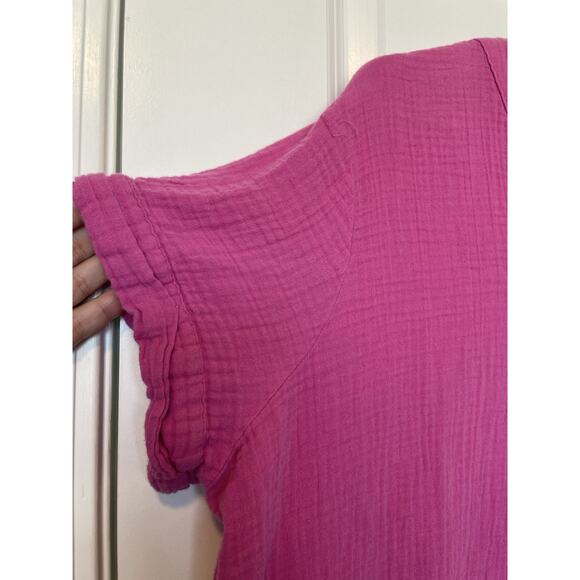 Lane Bryant Gauze Coastal Casual Top Pink 100% Cotton Size 14 Preppy Comfort EUC - Picture 6 of 12